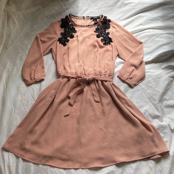 SOLD - Beautiful Pink Dress with Crochet Flower Details - Picture 1 of 9